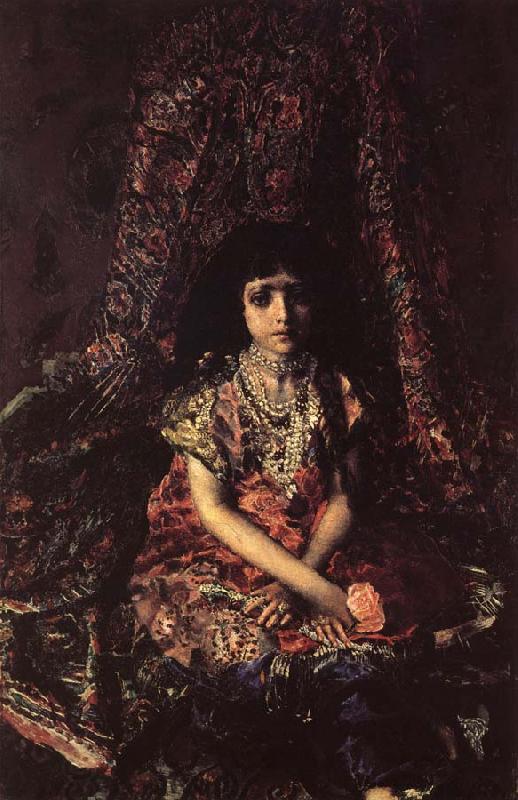 Mikhail Vrubel Girl Against a perslan carpet China oil painting art